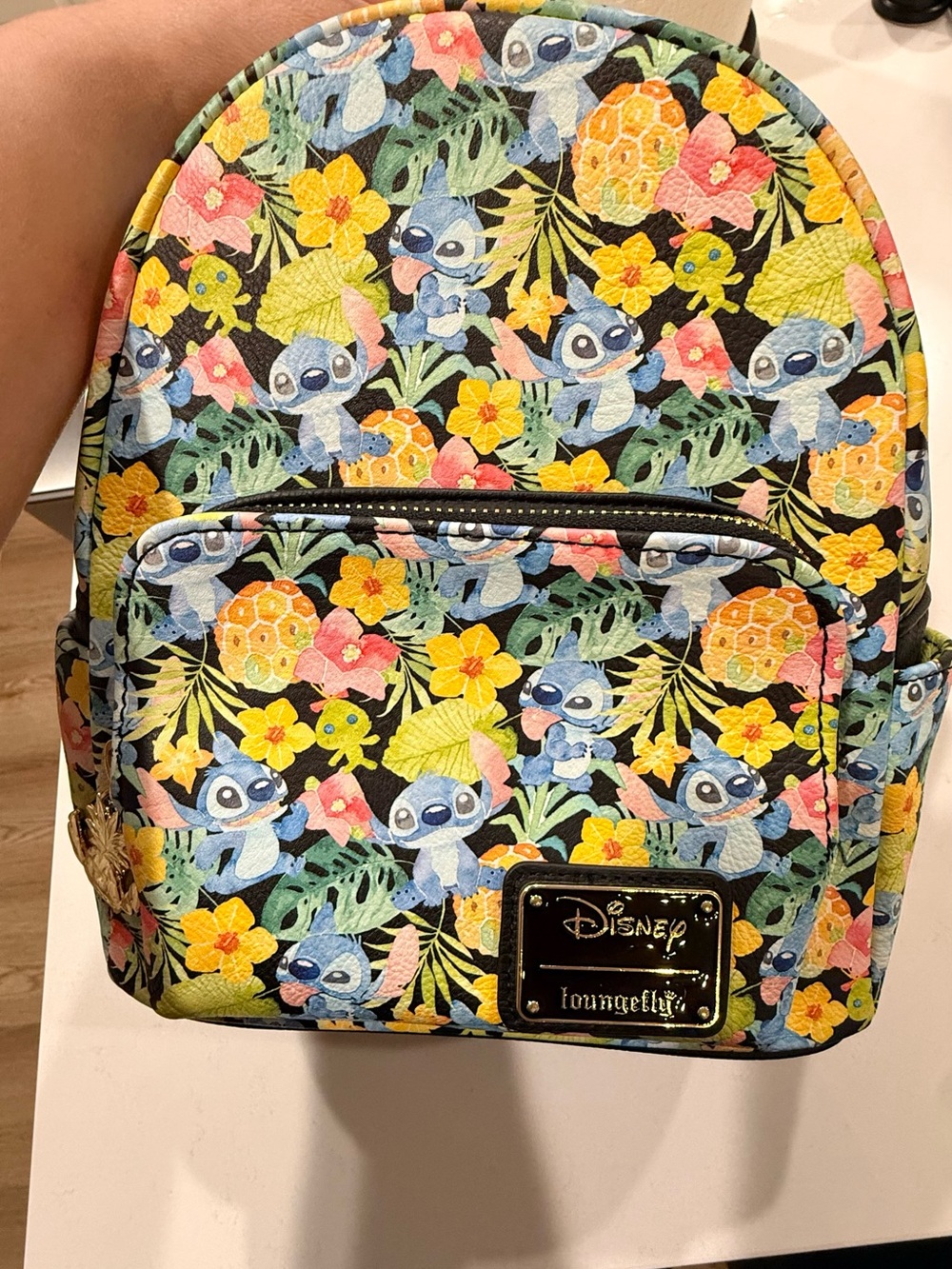 Loungefly Disney Stitch Floral Mini Backpack - Black, Blue & Yellow